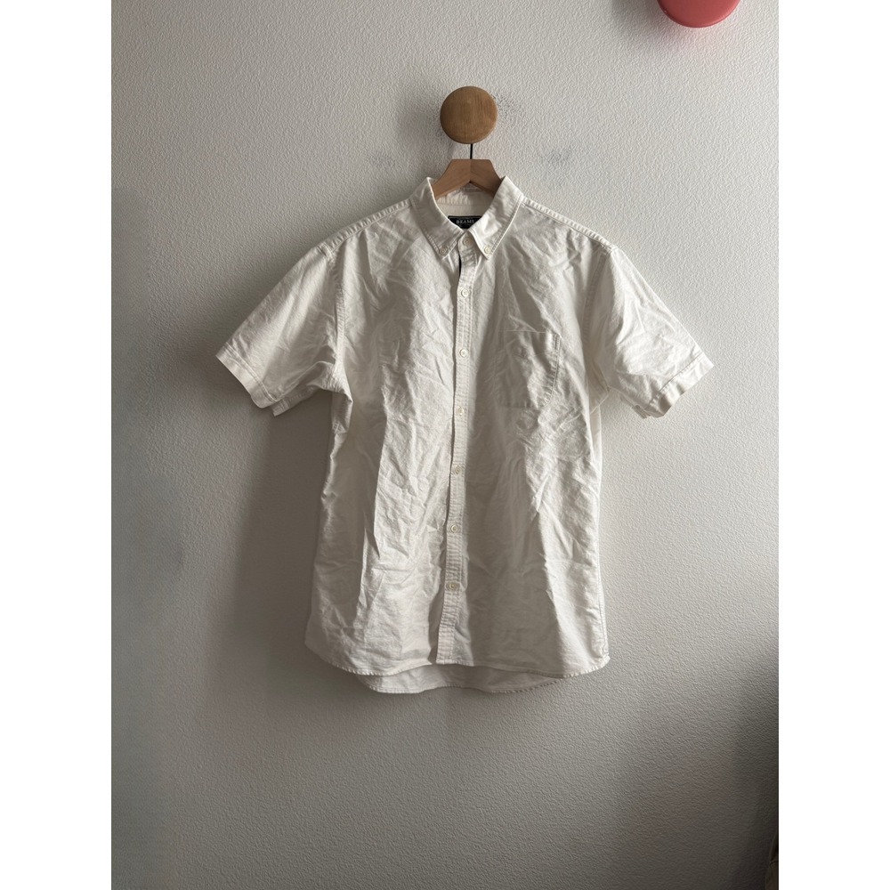 Beams Japan White Cotton Short Sleeve Button Down Shirt Size XL